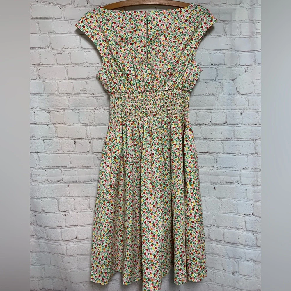 kate spade Cream Floral Midi Dress with Pink, Green and Yellow Accents